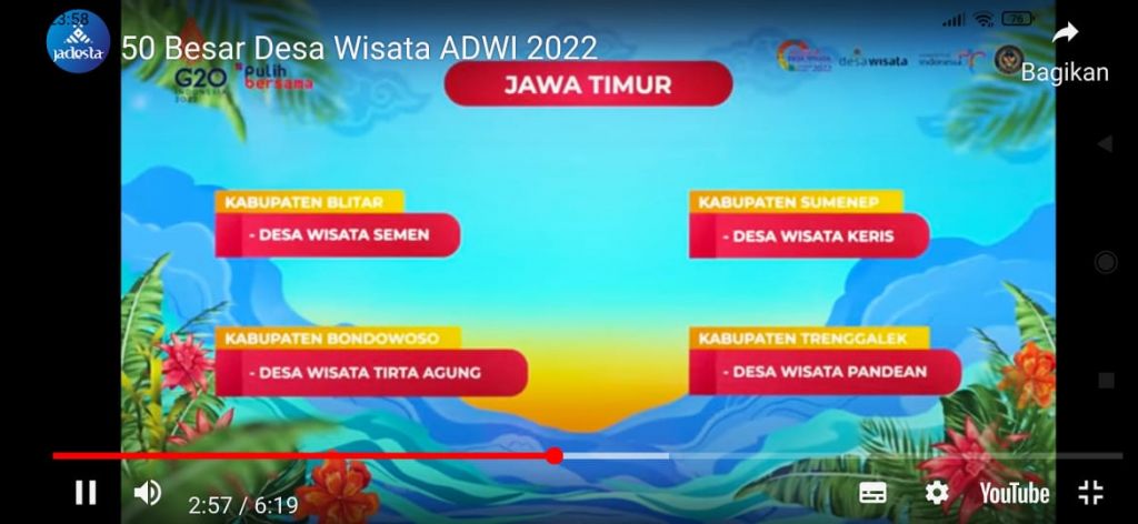 Desa Semen, Kabupaten Blitar, Masuk 50 Besar Terbaik Dalam ADWI 2022 Kemenparekraf