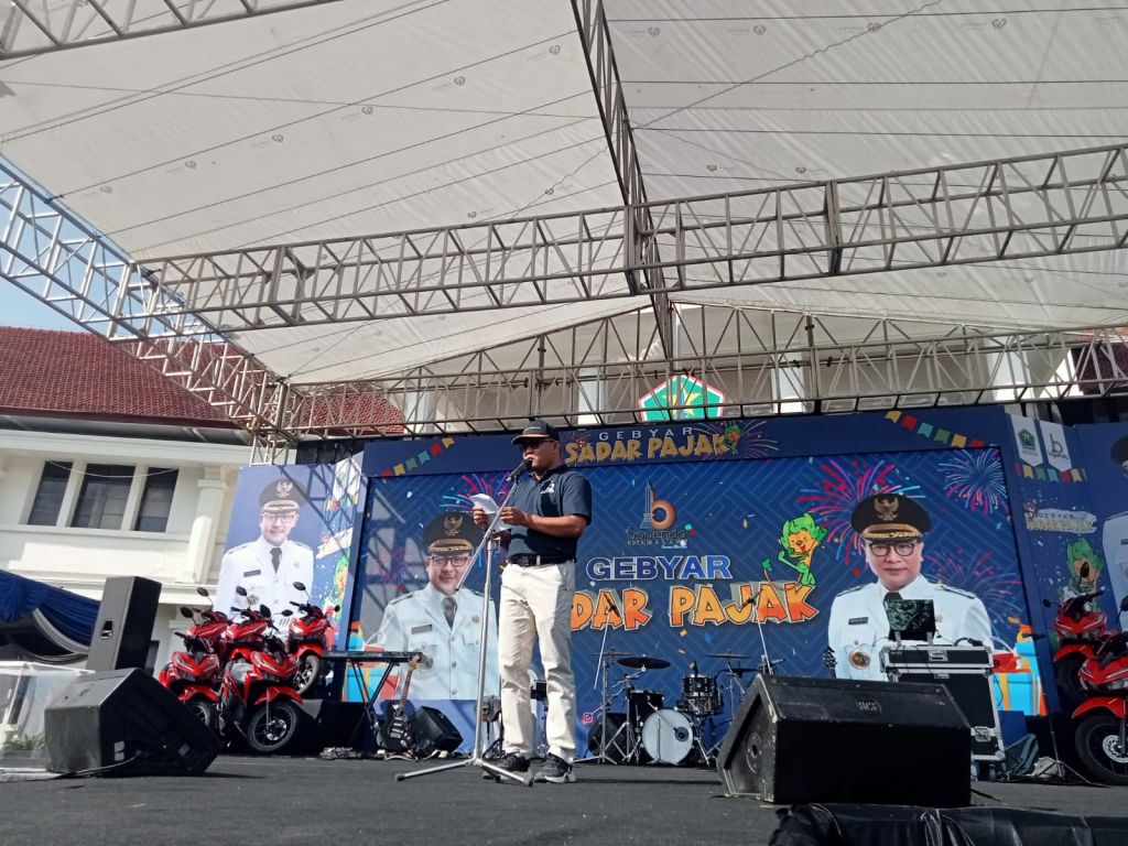 Kepala Bapenda Kota Malang Handi Priyanto saat memberi sambutan di 'Gebyar Sadar Pajak 2022'.