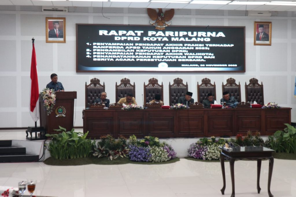 Paripurna DPRD Kota Malang persetujuan DPRD terhadap Ranperda APBD 2023. (Foto: Muhammad/Realita) 