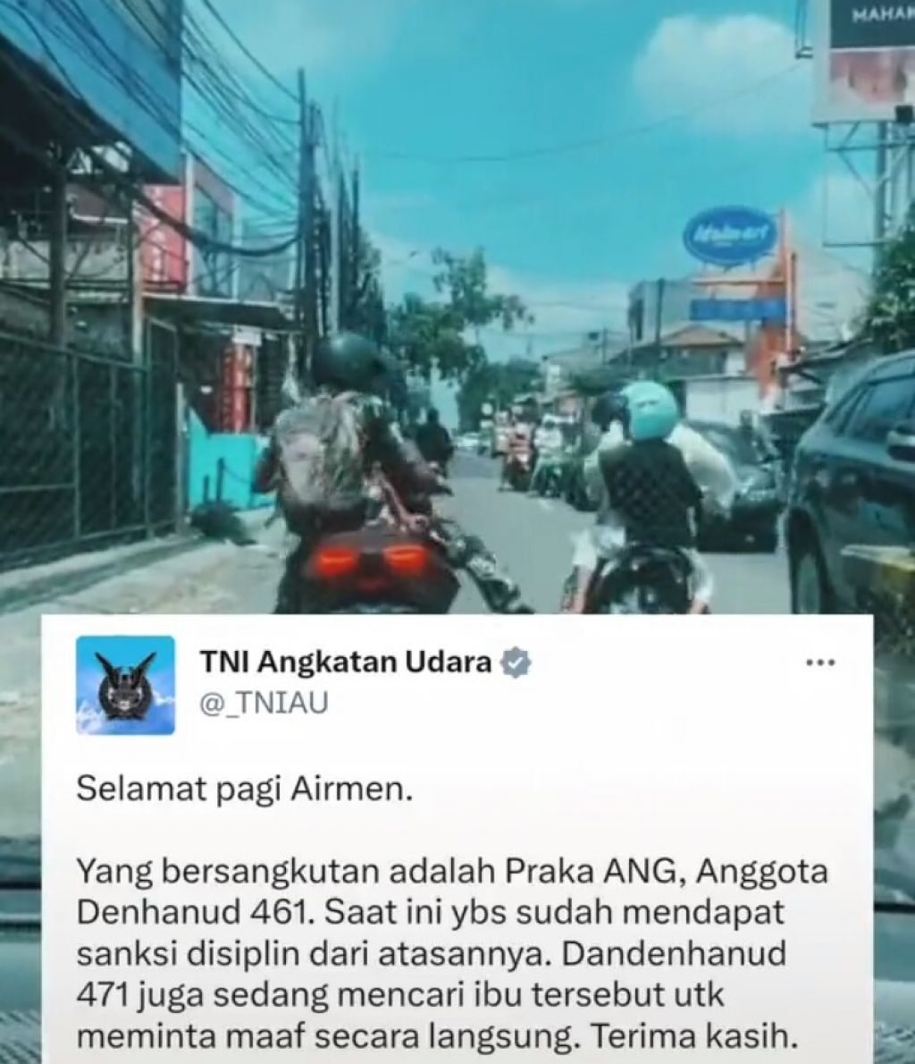 Video viral oknum TNI tendang ibu dan anak. Foto: Twitter