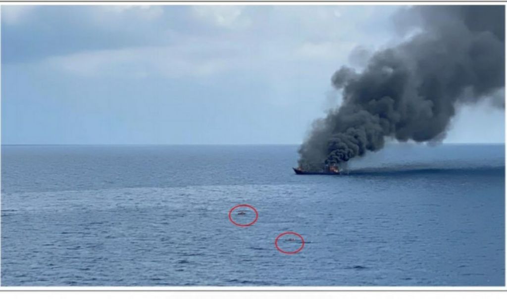 TKP kapal terbakar dan posisi korban saat ditemukan oleh kapal tanker