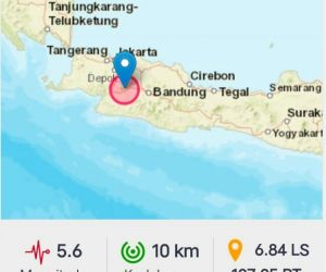 Gempa 5,6 dari 10 km Barat Daya Kabupaten Cianjur, Dirasakan Warga Jabodetabek