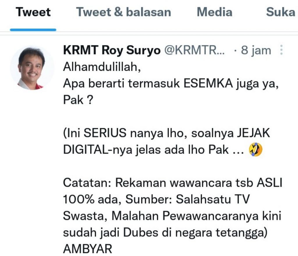 Roy Suryo Singgung 6 Ribu Esemka Jokowi, Ngabalin: Dia Sakit Hati Gak Jadi Menteri